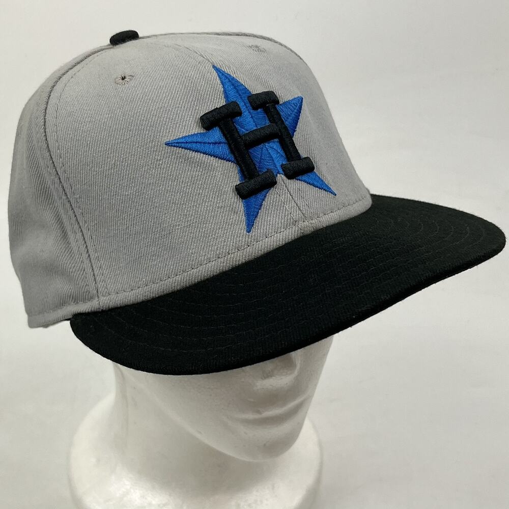 Houston Astros New Era 59FIFTY Fitted Hat Cap Size 7 3/8 Gray Black MLB Baseball